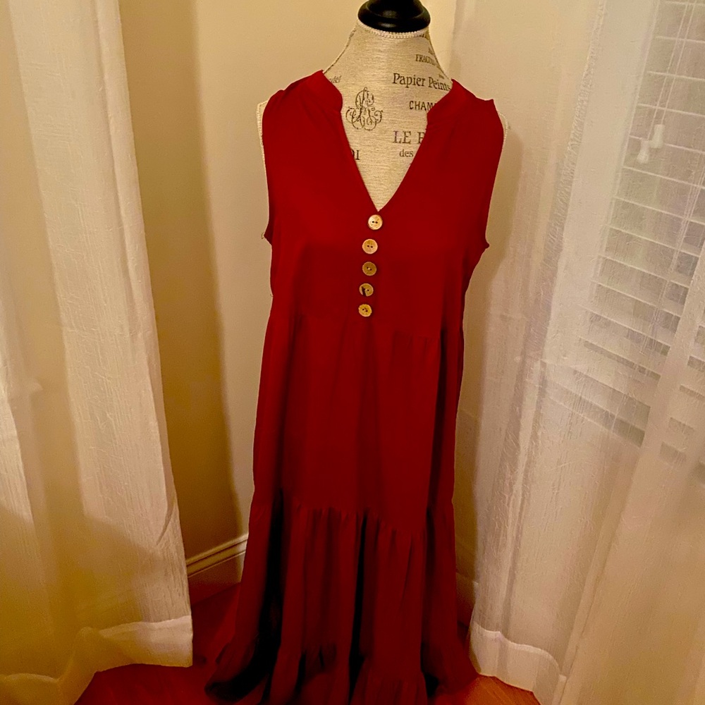 Viscose dark red dress. Super soft. Size Medium. Maxi. Comfortable.